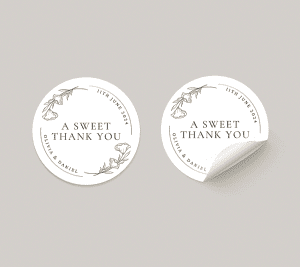 A Sweet Thank You Wedding Round Stickers