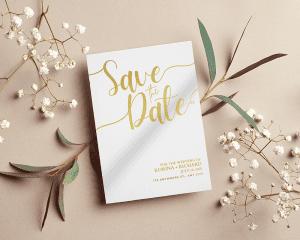 Save the Date Card, Metallic Foil Print