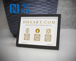 NFC Chip and QR Code Business Social Media Sign Plaque