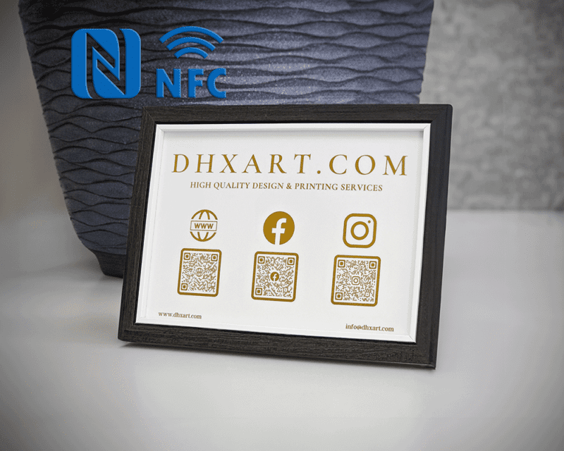 NFC Chip and QR Code Business Social Media Sign Plaque