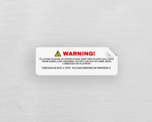 Highly Visible Plastic Bag Suffocation Warning Labels