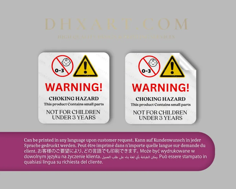 Small Parts Warning Stickers, Choking Hazard Age Restriction Labels: Essential Safety Stickers for Packaging