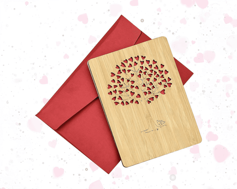 Wooden Bamboo Greeting Cards with Envelope