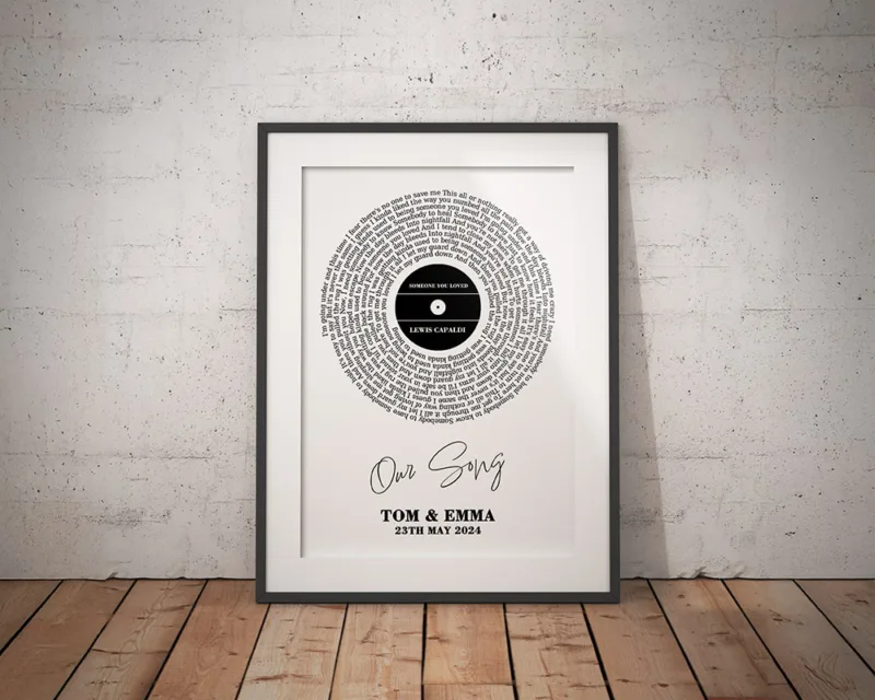 Custom Lyrics Vinyl Record Print Decor – Personalise with Your Favourite Song Lyrics & Names!