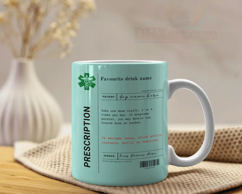 Prescription Style Tea & Coffee Mug and Coaster