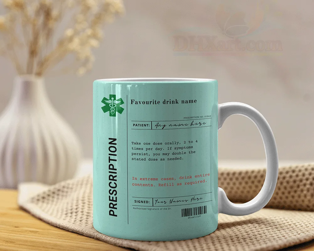 Prescription Style Tea & Coffee Mug and Coaster