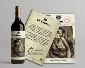 19 Crimes inspired photo wine bottle label