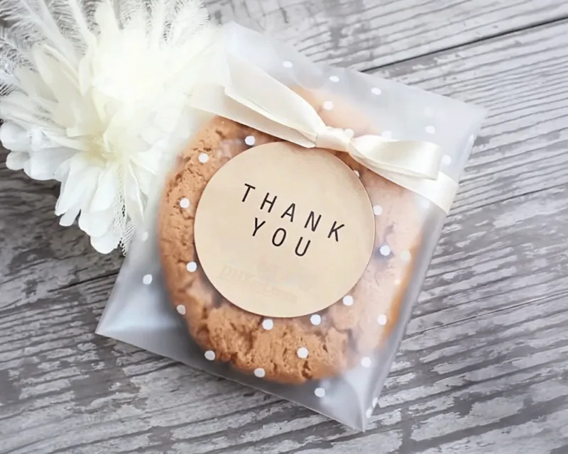 Self-Seal Cellophane Bags – Transparent with White Polka Dot Gift & Candy Bags