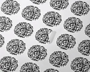 Custom QR code labels and round QR code stickers printed by DHXart